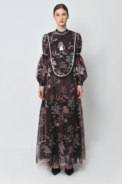 Corrina Dress in Deep Maroon
