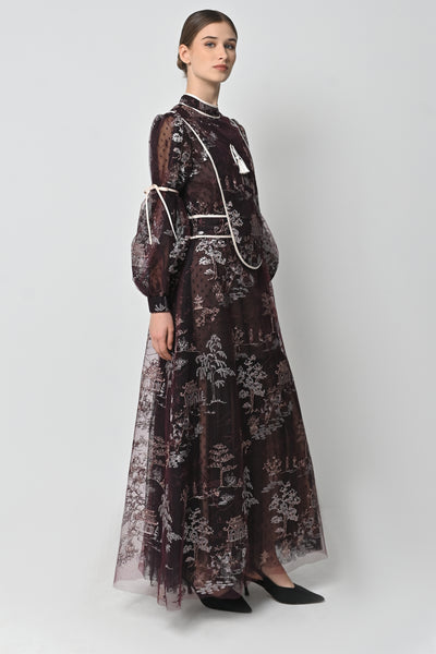 Corrina Dress in Deep Maroon