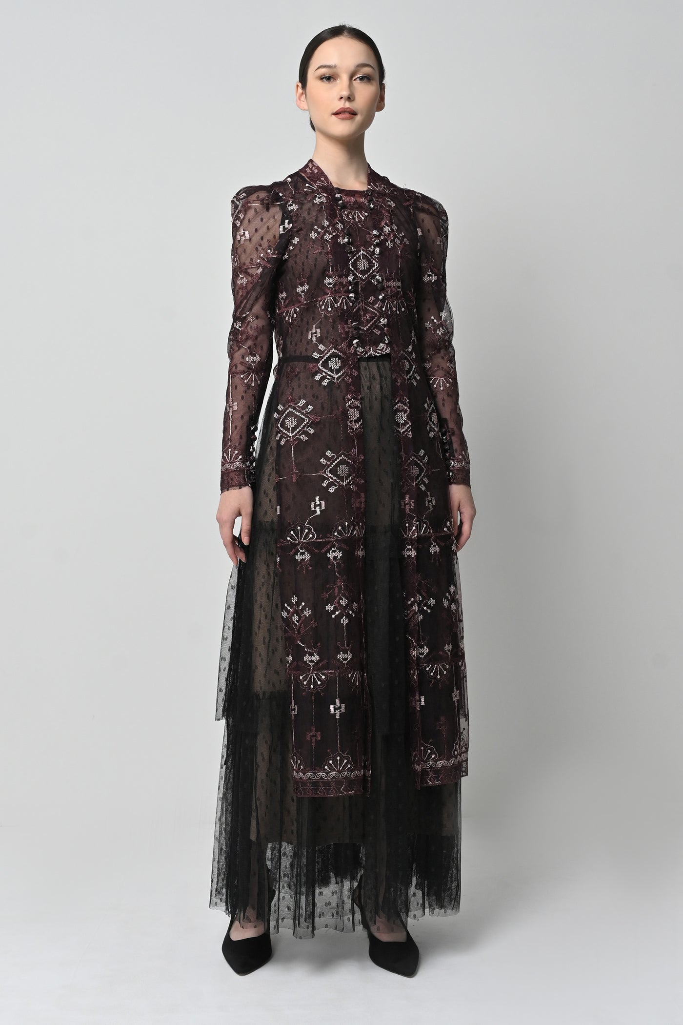 Asya Dress in Deep Maroon