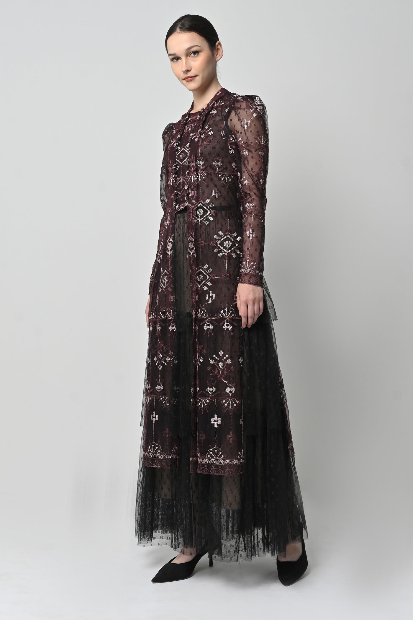Asya Dress in Deep Maroon