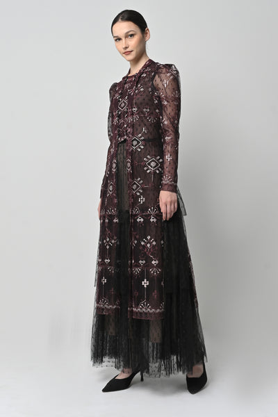 Asya Dress in Deep Maroon