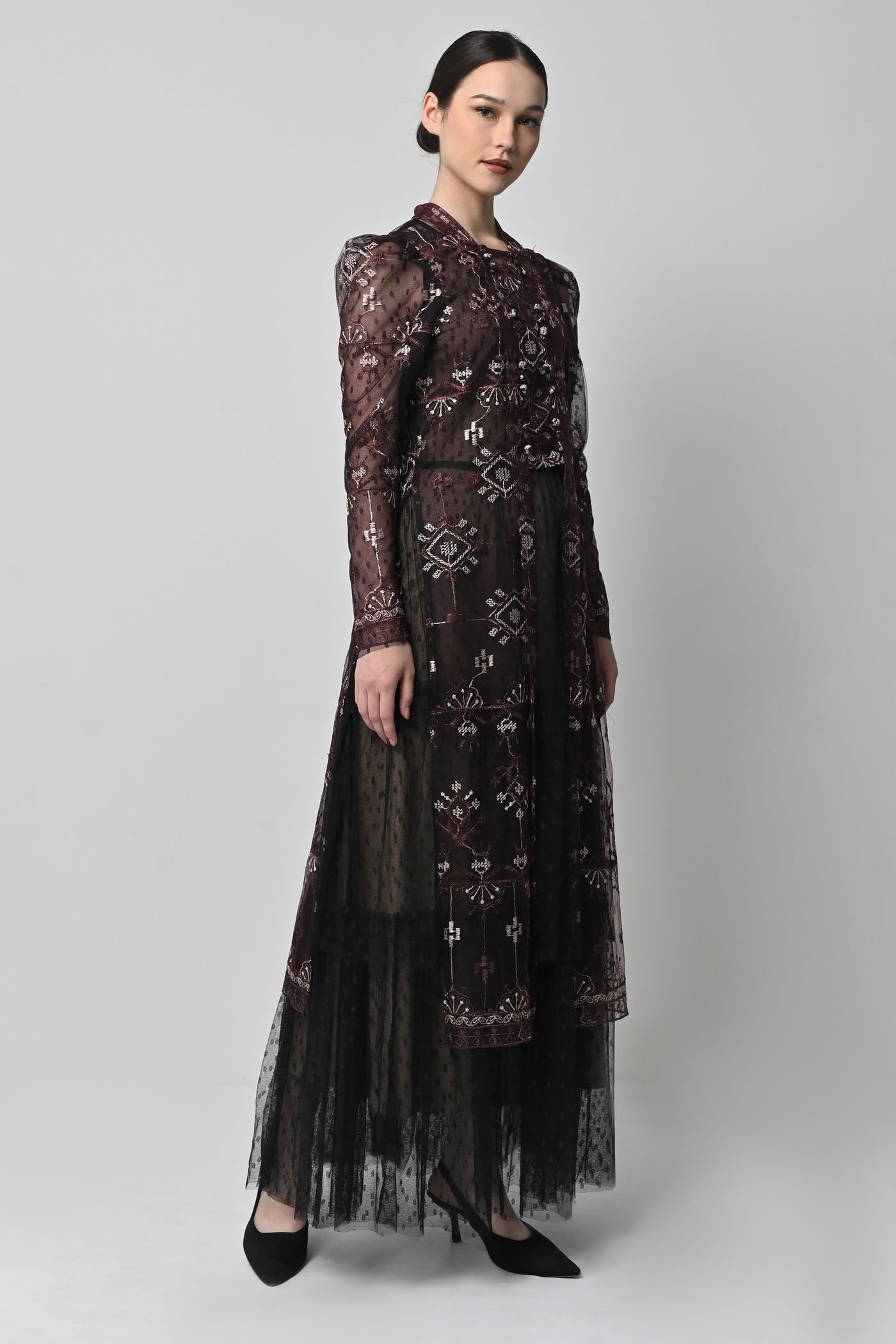 Asya Dress in Deep Maroon