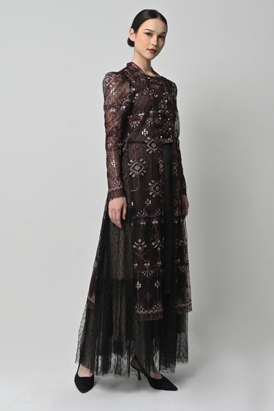 Asya Dress in Deep Maroon