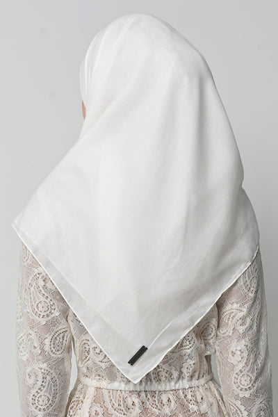 Ultrafine Voile Plain Square Scarf in Off White