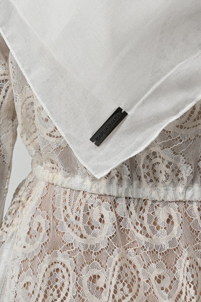 Ultrafine Voile Plain Square Scarf in Off White